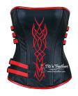 Black Leather with Red Embroidery 