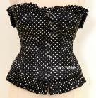 Black Satin with poka dot trim